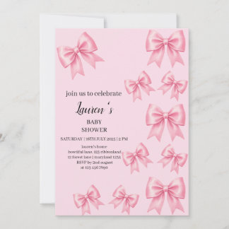 Invitación Elegantes lazos de satén rosa Baby Shower