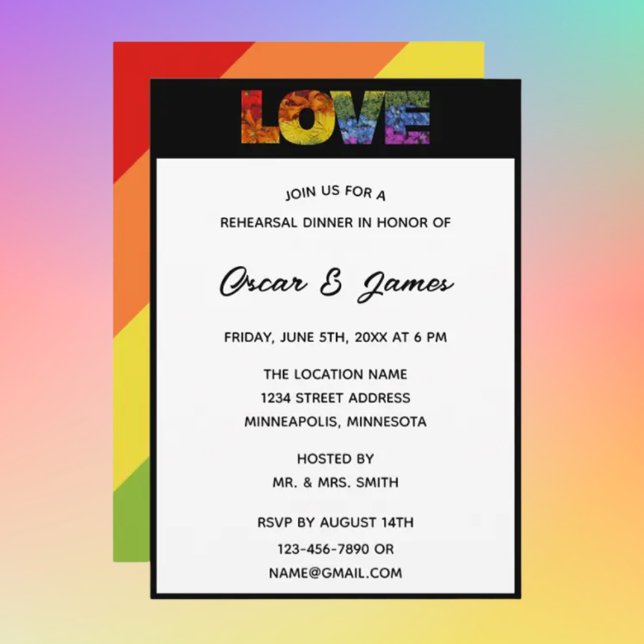 Invitación Elegantes letras de amor Ensayo de amor sobre el o (Subido por el creador)