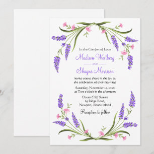 Invitación Elegantes Lilas Acuarela Floral Morado Boda