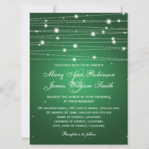 Invitación Elegantes líneas de bodas espumosas verde esmerald