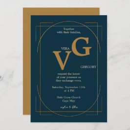 Invitación Elegantes líneas doradas Boda de lujo moderno