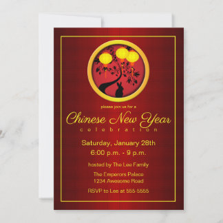Invitación Elegantes linternas de oro de conejo chino de año