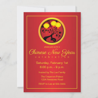 Invitación Elegantes linternas de oro de la serpiente china d