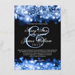 Invitación Elegantes luces de bodas brillantes azul zafiro