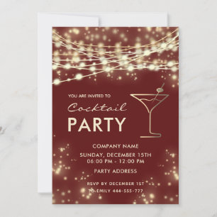 Invitación Elegantes luces de cuerda fiesta de cócteles corpo