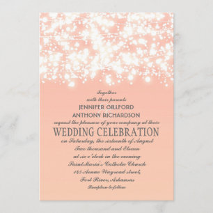 Invitación elegantes luces de cuerda para melocotón invitacio