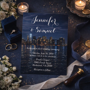 Invitación Elegantes luces de la ciudad de Nueva York en el p