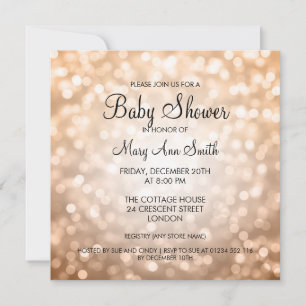 Invitación Elegantes luces de Purpurina de cobre de Baby Show