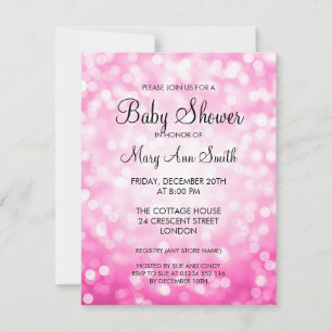 Invitación Elegantes luces Purpurinas rosas de Baby Shower