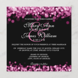 Invitación Elegantes luces rosadas de bodas