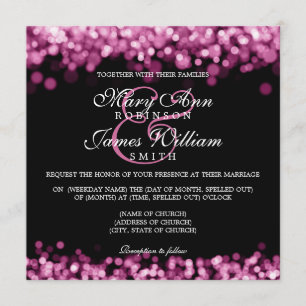 Invitación Elegantes luces rosadas de bodas