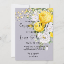 Invitación Elegantes luces rusticas Compromiso floral amarill