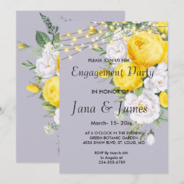 Invitación Elegantes luces rusticas Compromiso floral amarill