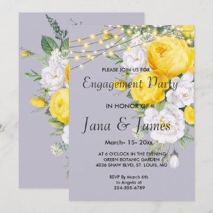 Invitación Elegantes luces rusticas Compromiso floral amarill
