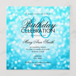 Invitación Elegantes luces turquesa Purpurina de cumpleaños n