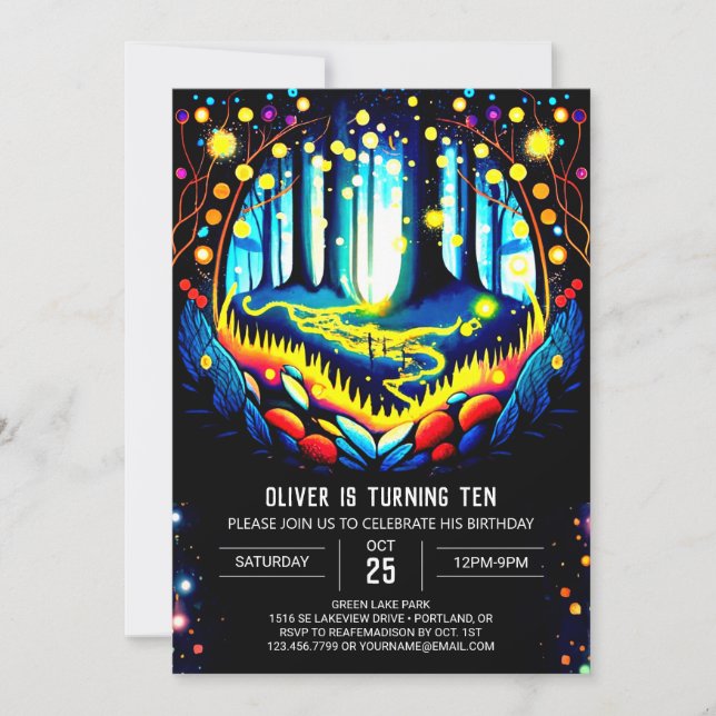 Invitación Elegantes luciérnagas de bosques (Anverso)