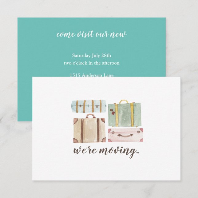 Invitación Elegantes maletas acuáticas Calentadoras (Anverso / Reverso)
