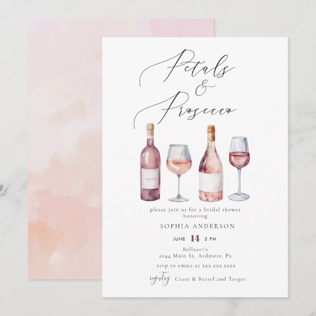 Invitación Elegantes mantas acuáticas y ducha de novia Prosec (Anverso / Reverso)
