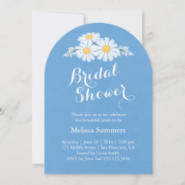 Invitación Elegantes margaritas blancas en la ducha azul de l