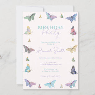 Invitación Elegantes mariposas acuarelas Hermoso diseño