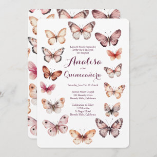 Invitación Elegantes mariposas Frame Quinceañera PERSONALIZAD