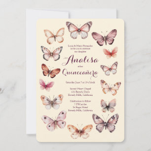 Invitación Elegantes mariposas Frame Quinceañera PERSONALIZAD
