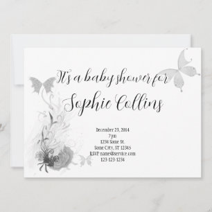 Invitación Elegantes Mariposas Rosas Babyshower