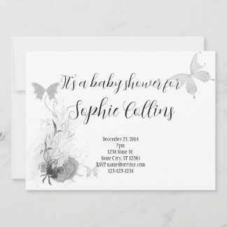 Invitación Elegantes Mariposas Rosas Babyshower