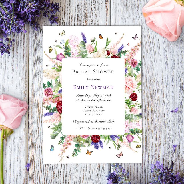 Invitación Elegantes mariposas y ducha de novia floral (Subido por el creador)