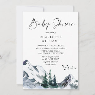 Invitación Elegantes montañas acuáticas NEUTRAL Baby Shower 