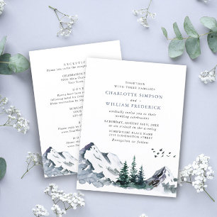 Invitación Elegantes montañas Bodas forestales todo en uno