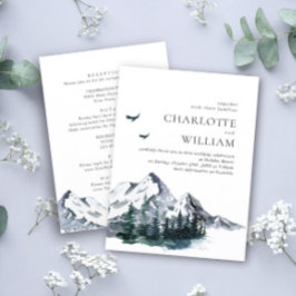Invitación Elegantes montañas Bodas forestales todo en uno