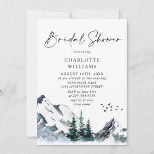 Invitación Elegantes montañas de acuarela Ducha de novias for