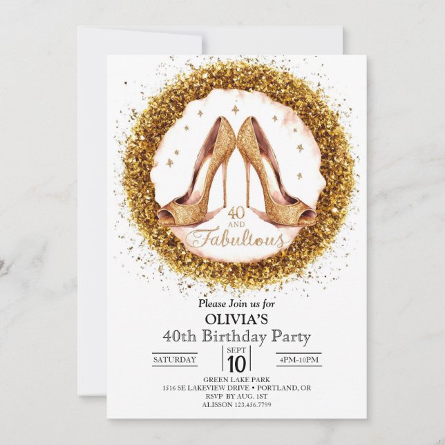 Invitación Elegantes Mujeres Oro Digital 40 Años (Anverso)