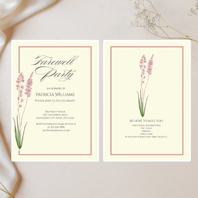 Invitación Elegantes mujeres Pastel Wildflower Fiesta de desp (Subido por el creador)