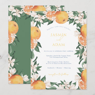 Invitación Elegantes Naranjas Boda de cítricos mediterráneos
