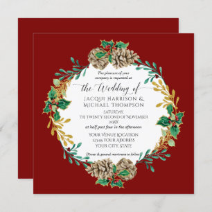 Invitación Elegantes Navidades Acuarela Color Oro Vela