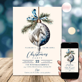 Invitación Elegantes Navidades azules hípicos hípicos