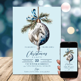 Invitación Elegantes Navidades azules hípicos hípicos
