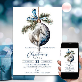 Invitación Elegantes Navidades azules hípicos hípicos