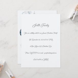 Invitación Elegantes Navidades azules y plateados entretenien