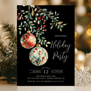 Invitación Elegantes Navidades Balls Fiesta de Vacaciones