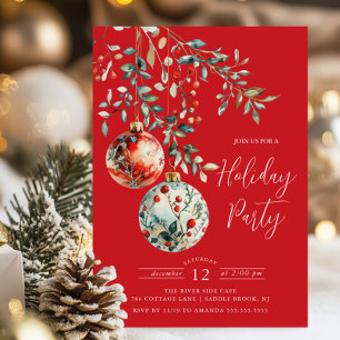 Invitación Elegantes Navidades Balls Fiesta de Vacaciones