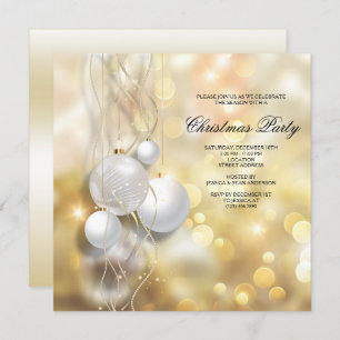 Invitación Elegantes Navidades Baubles Navidades Fiesta