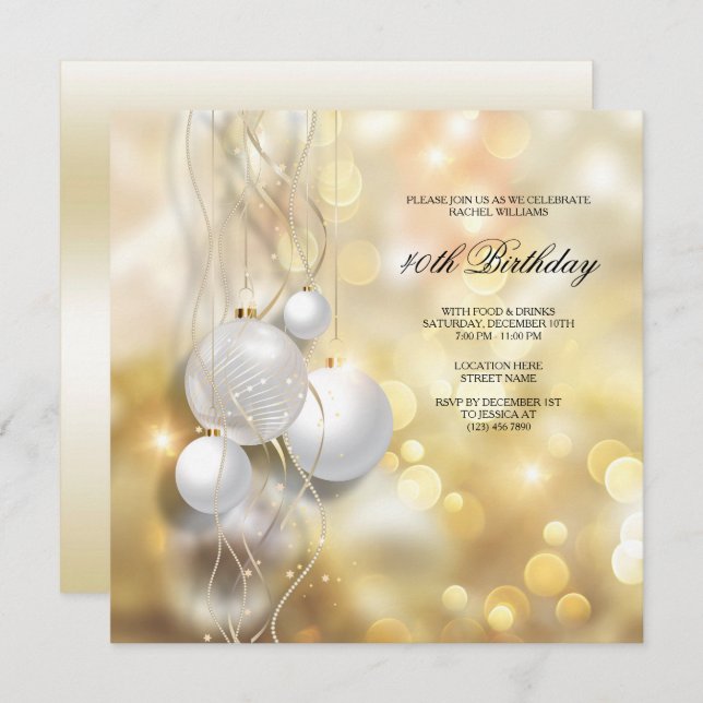 Invitación Elegantes Navidades Baubles Navidades Fiesta de cu (Anverso / Reverso)