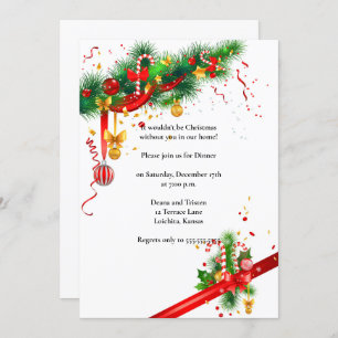 Invitación Elegantes Navidades blancos Fiestas de diseño