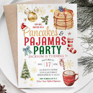 Invitación Elegantes Navidades Blancos Pancake Pajamas Cumple