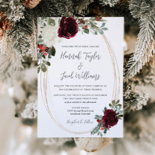 Invitación Elegantes Navidades Boda de Invierno