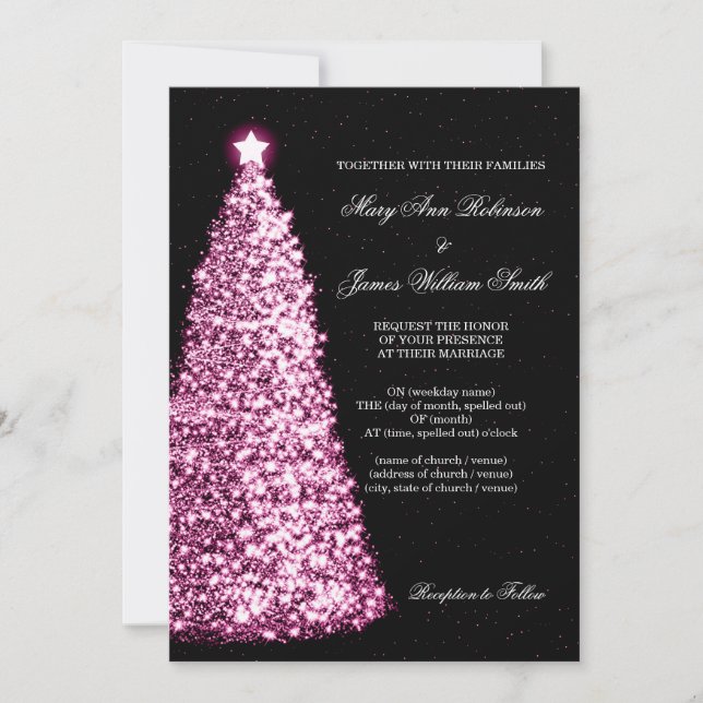 Invitación Elegantes Navidades Boda esparcen rosado (Anverso)