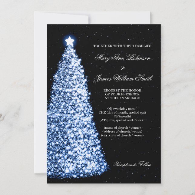 Invitación Elegantes Navidades Boda Esparkle Blue (Anverso)